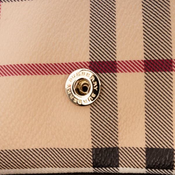 Pre-owned Burberry Haymarket Check Coated Canvas Adeline Fold over Clutch Brown