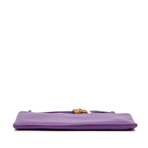Pre-owned Gucci Calfskin Bamboo Clutch Purple