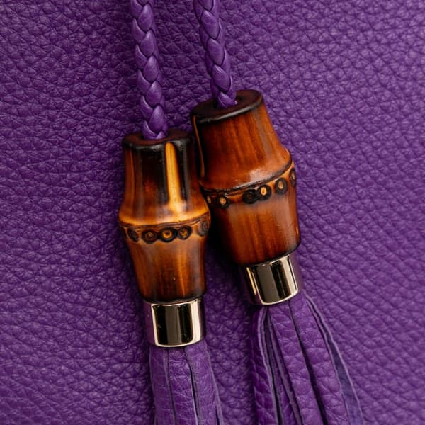 Pre-owned Gucci Calfskin Bamboo Clutch Purple