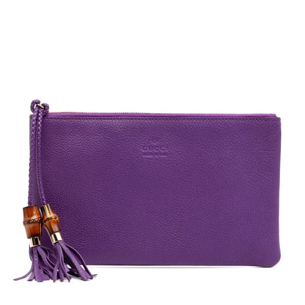 Pre-owned Gucci Calfskin Bamboo Clutch Purple