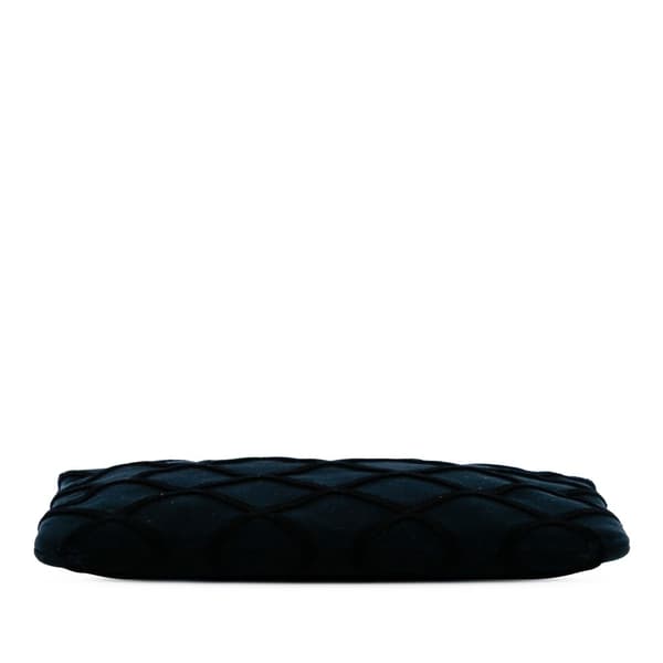 Pre-owned Chanel CC Medium Quilted Velvet Cosmetic Case Blue