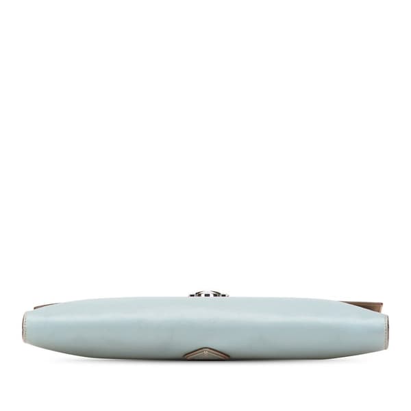 Pre-owned Prada Bicolor Saffiano Envelope Pushlock Clutch Blue