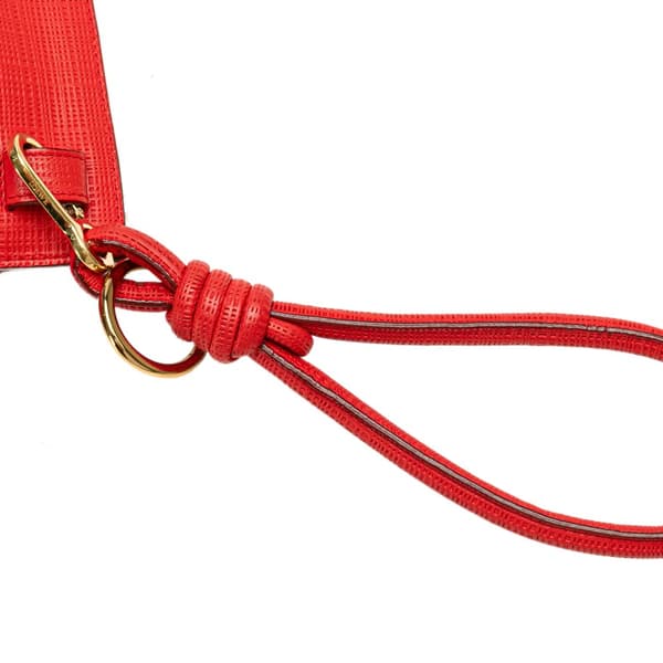 Pre-owned LOEWE Leather Anagram T Clutch Red