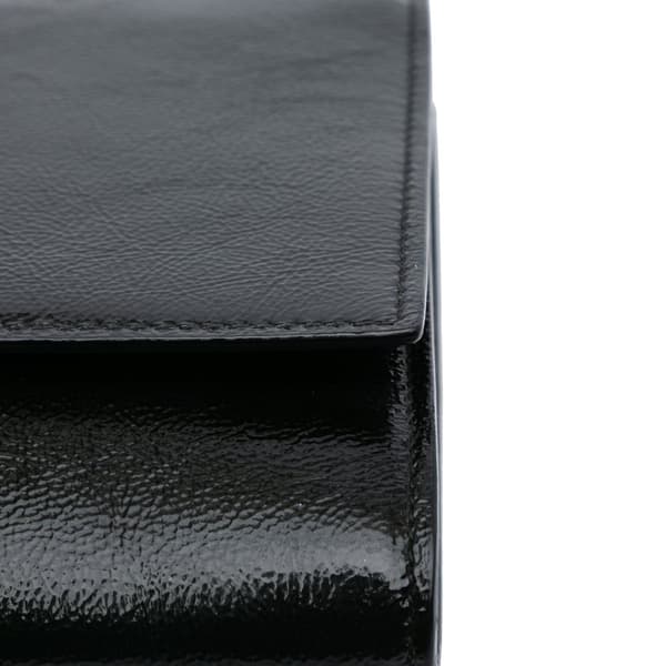 Pre-owned Yves Saint Laurent Large Textured Patent Monogram Belle De Jour Clutch Black