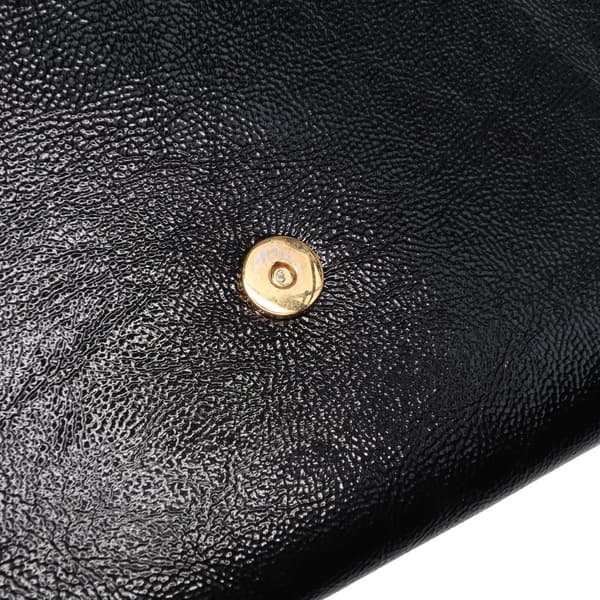 Pre-owned Yves Saint Laurent Large Textured Patent Monogram Belle De Jour Clutch Black