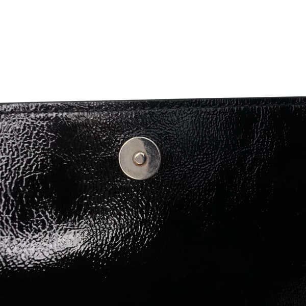 Pre-owned Yves Saint Laurent Large Textured Patent Monogram Belle De Jour Clutch Black