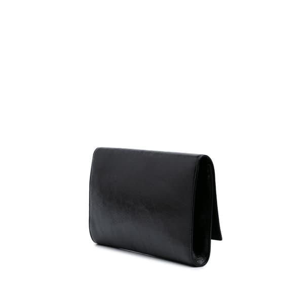 Pre-owned Yves Saint Laurent Large Textured Patent Monogram Belle De Jour Clutch Black