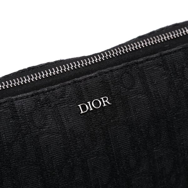 Pre-owned Dior Oblique Canvas A4 Zipped Pouch Black
