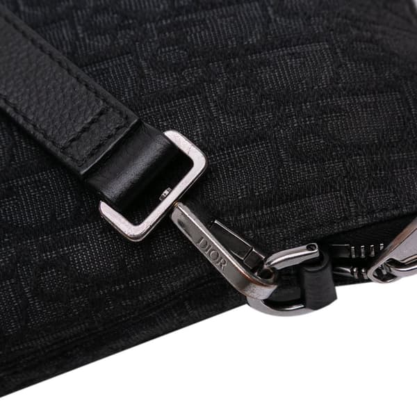 Pre-owned Dior Oblique Canvas A4 Zipped Pouch Black