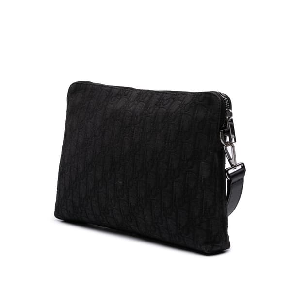 Pre-owned Dior Oblique Canvas A4 Zipped Pouch Black