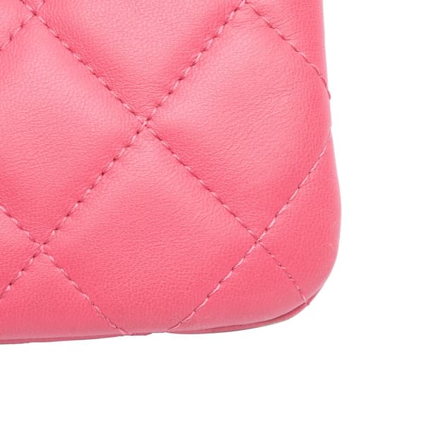 Pre-owned Chanel Medium Quilted Lambskin Casino Charms O Case Clutch Pink