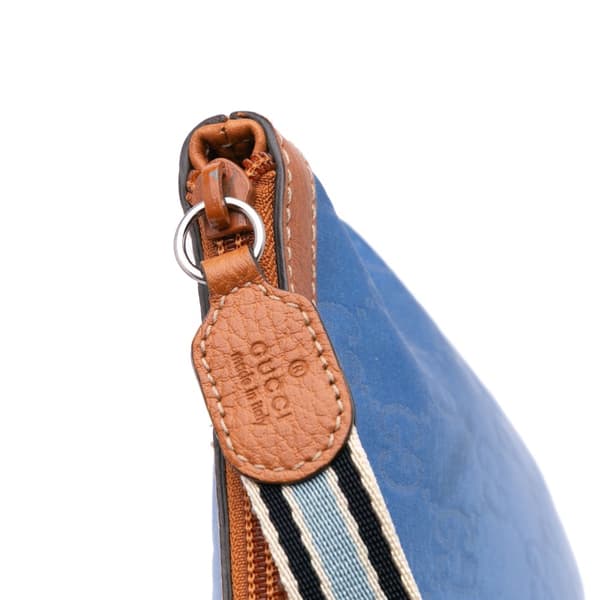 Pre-owned Gucci GG Nylon Top Zip Clutch Blue