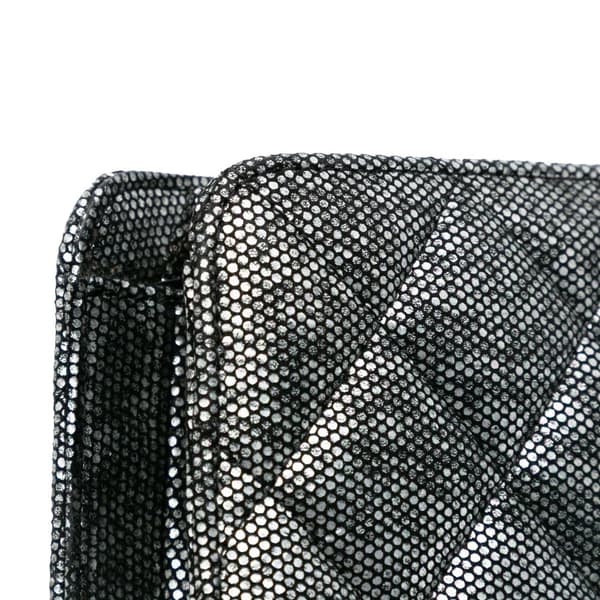 Pre-owned Chanel CC Quilted Metallic Calfskin Zip Clutch Silver