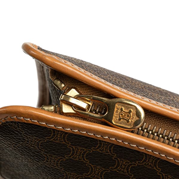 Pre-owned Celine Macadam Coated Canvas Clutch Brown