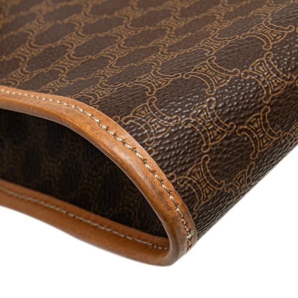 Pre-owned Celine Macadam Coated Canvas Clutch Brown