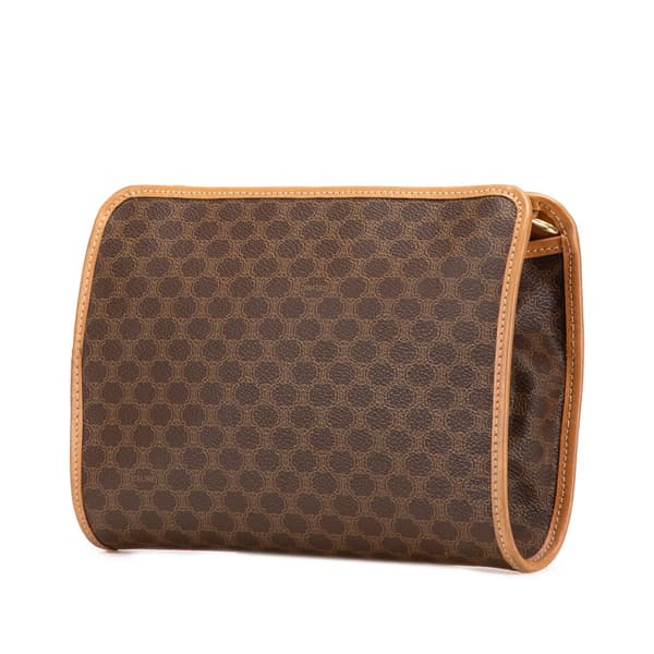 Pre-owned Celine Macadam Coated Canvas Clutch Brown