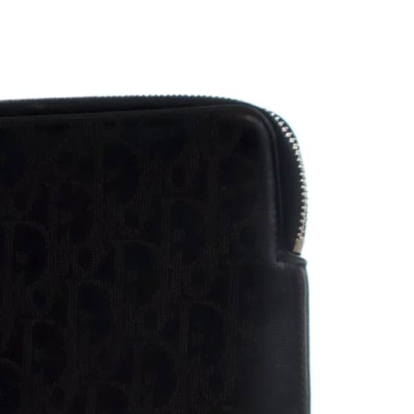Pre-owned Dior Perforated Oblique Calfskin Galaxy Pouch Black