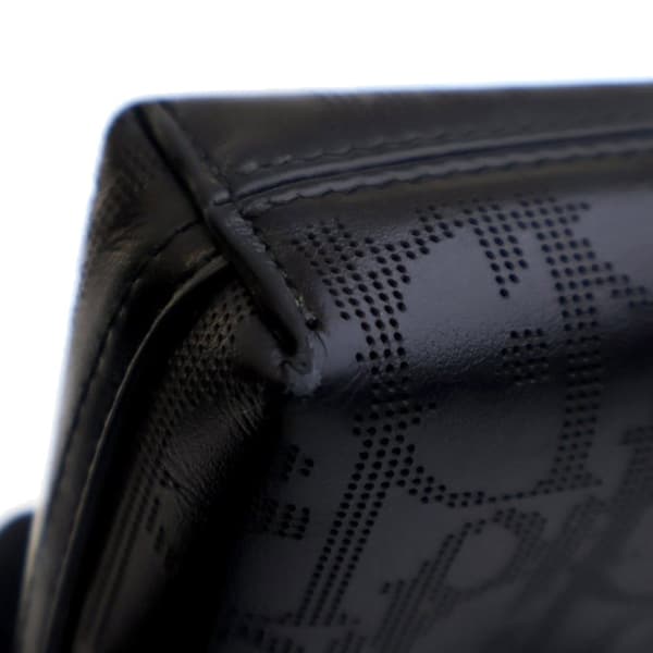 Pre-owned Dior Perforated Oblique Calfskin Galaxy Pouch Black