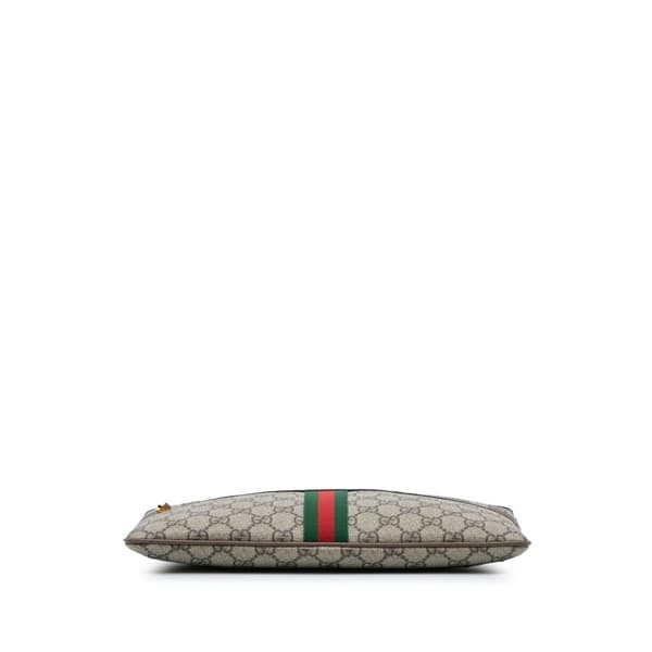 Pre-owned Gucci Large GG Supreme Ophidia Web Clutch Brown
