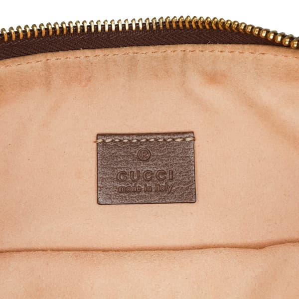 Pre-owned Gucci Large GG Supreme Ophidia Web Clutch Brown