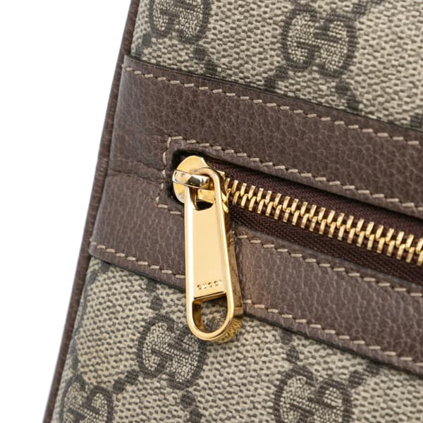 Pre-owned Gucci Large GG Supreme Ophidia Web Clutch Brown
