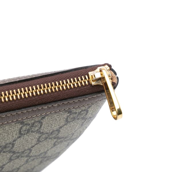 Pre-owned Gucci Large GG Supreme Ophidia Web Clutch Brown