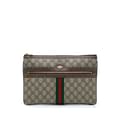 Miniatyrbillede 1 af 10: Pre-owned Gucci Large GG Supreme Ophidia Web Clutch Brown