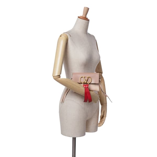 Pre-owned Valentino Leather VRing Clutch Pink