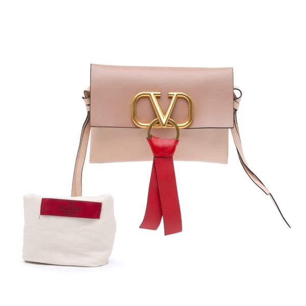 Pre-owned Valentino Leather VRing Clutch Pink