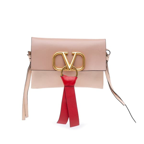 Pre-owned Valentino Leather VRing Clutch Pink