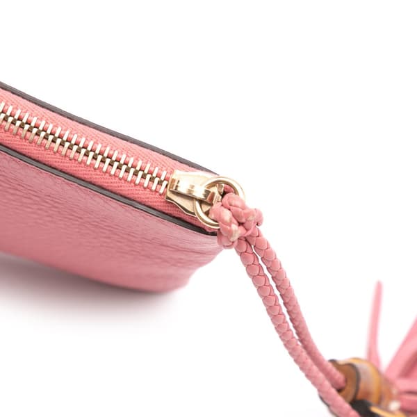 Pre-owned Gucci Calfskin Bamboo Clutch Pink