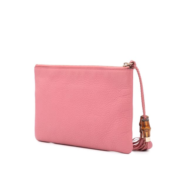 Pre-owned Gucci Calfskin Bamboo Clutch Pink