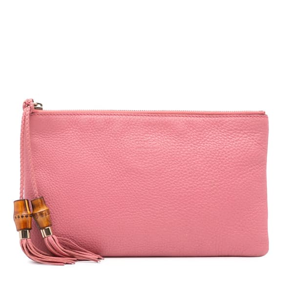 Pre-owned Gucci Calfskin Bamboo Clutch Pink