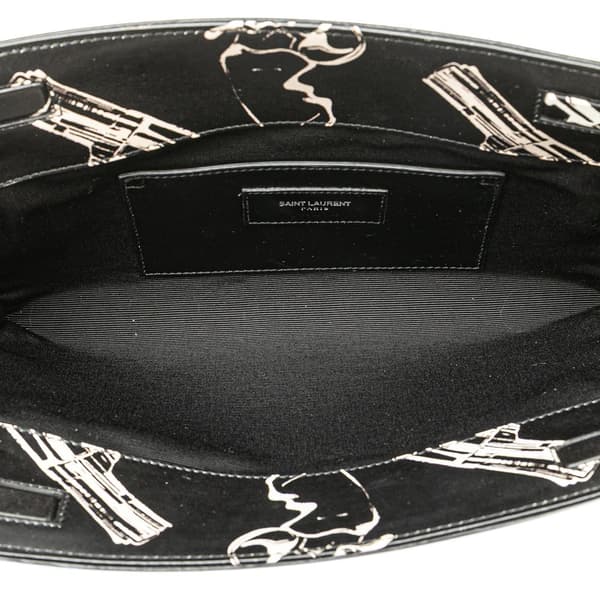 Pre-owned Saint Laurent Leather Gun Pop Print Clutch Black