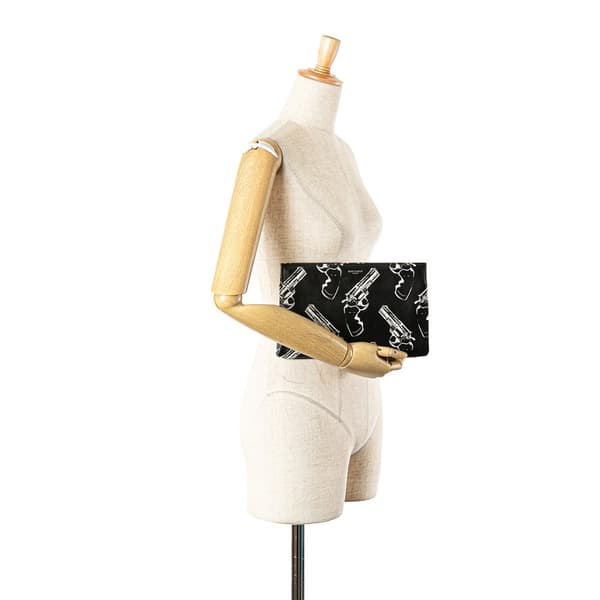 Pre-owned Saint Laurent Leather Gun Pop Print Clutch Black