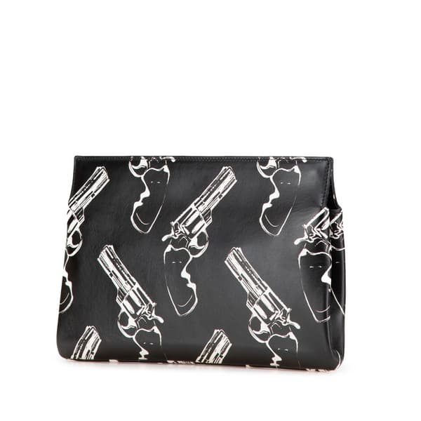 Pre-owned Saint Laurent Leather Gun Pop Print Clutch Black