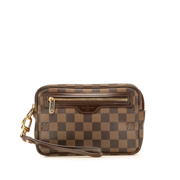 Pre-owned Louis Vuitton Damier Ebene Pochette Billets Macao Brown