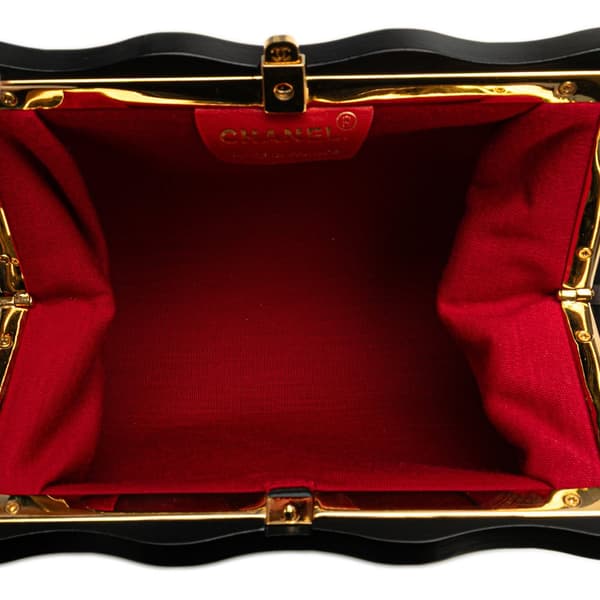 Pre-owned Chanel CC Quilted Suede Kiss Lock Clutch Brown