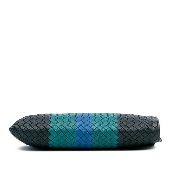Pre-owned Bottega Veneta Tricolor Nappa Intrecciato Clutch Black