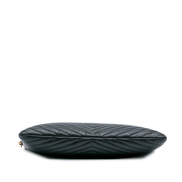 Pre-owned Saint Laurent Leather Chevron Monogram Document Holder Black