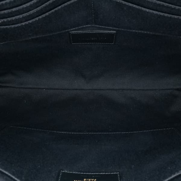 Pre-owned Saint Laurent Leather Chevron Monogram Document Holder Black