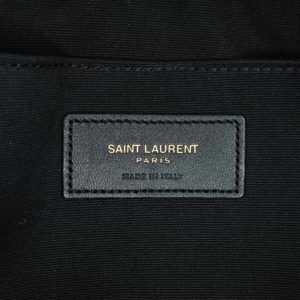 Pre-owned Saint Laurent Leather Chevron Monogram Document Holder Black