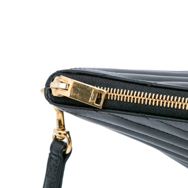 Pre-owned Saint Laurent Leather Chevron Monogram Document Holder Black