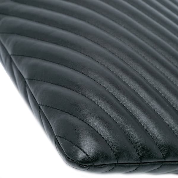 Pre-owned Saint Laurent Leather Chevron Monogram Document Holder Black