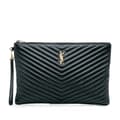 Miniatyrbilde 1 av 10: Pre-owned Saint Laurent Leather Chevron Monogram Document Holder Black