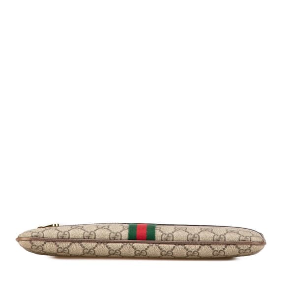 Pre-owned Gucci Large GG Supreme Ophidia Web Clutch Brown