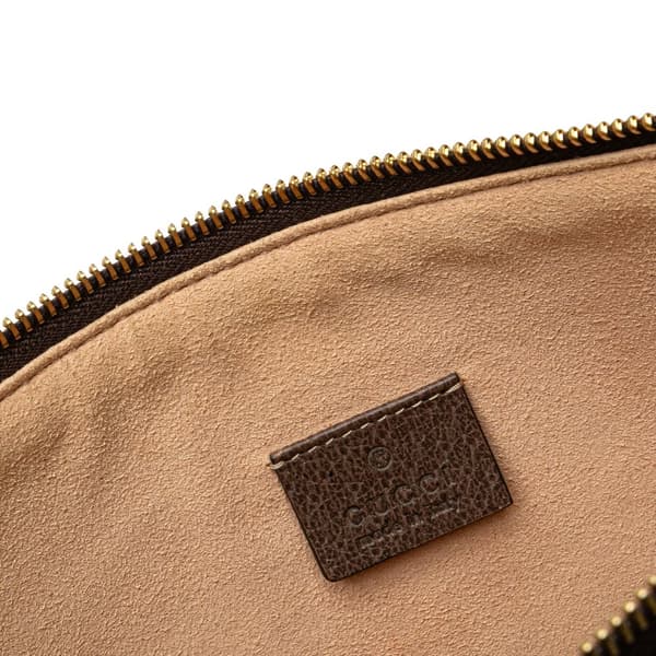 Pre-owned Gucci Large GG Supreme Ophidia Web Clutch Brown