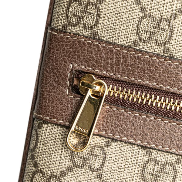 Pre-owned Gucci Large GG Supreme Ophidia Web Clutch Brown