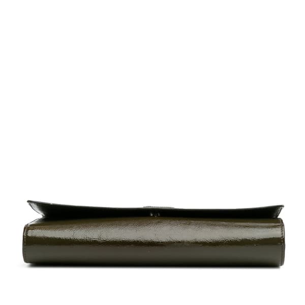 Pre-owned Yves Saint Laurent Large Patent Belle De Jour Clutch Brown