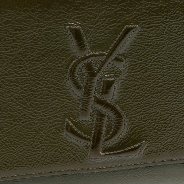 Pre-owned Yves Saint Laurent Large Patent Belle De Jour Clutch Brown